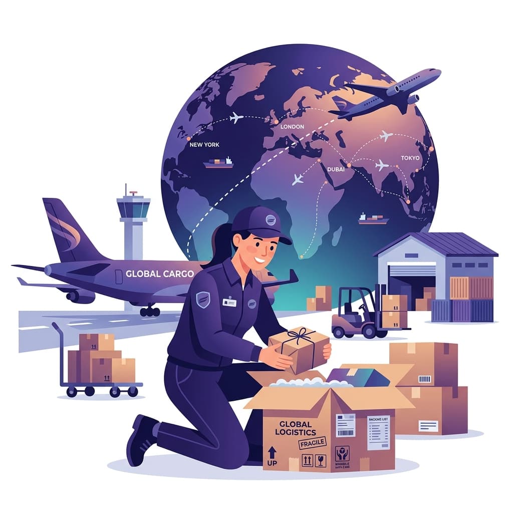 Vayu Logistics International Air Shipping Sorter packing items